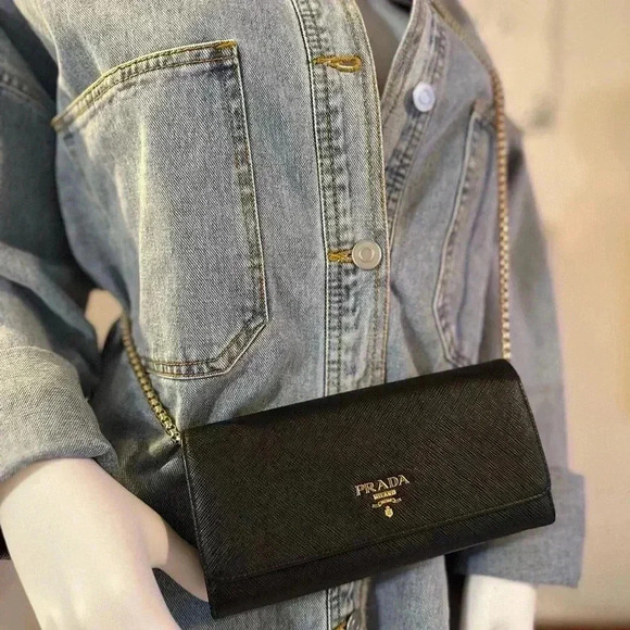 AUTHENTIC Prada Saffiano Metal Continental Flap Wallet multi color inside - Picture 3 of 16